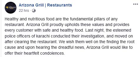 Arizona Grill Facebook status