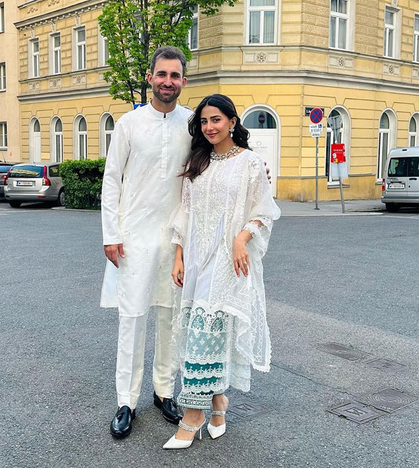 Ushna Shah with her husband